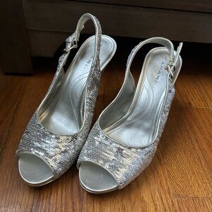 Tahari Silver Sequin Heels